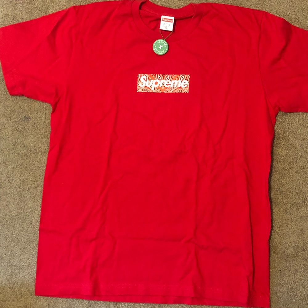 red supreme bandana box logo t shirt